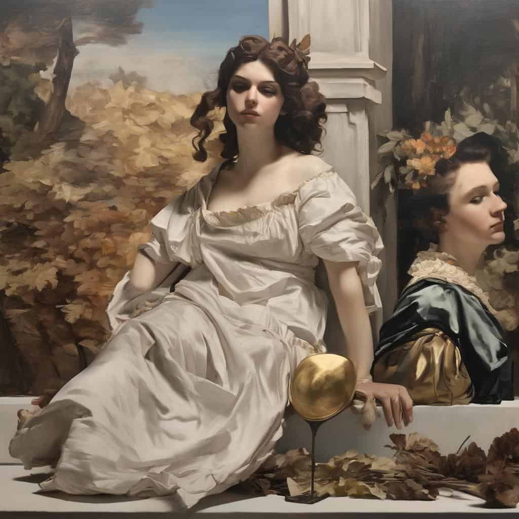 Αναπαράσταση δημιουργικών καινοτομιών στην τέχνη, ρεαλιστικά αγάλματα και ζωγραφική, τέχνη και πολιτισμός.