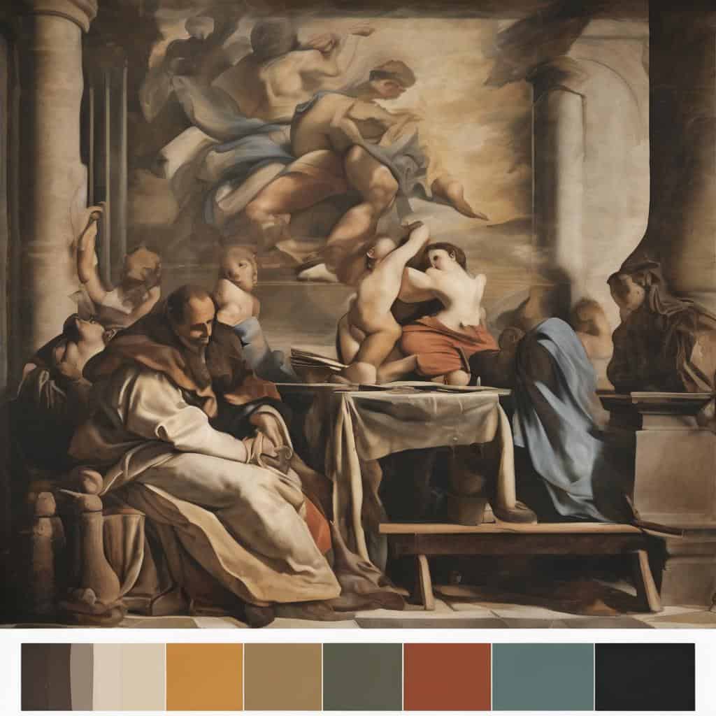 Ιστορικό έργο τέχνης με δημιουργικές καινοτομίες στην τέχνη, εμπνευσμένο από την Αναγέννηση.